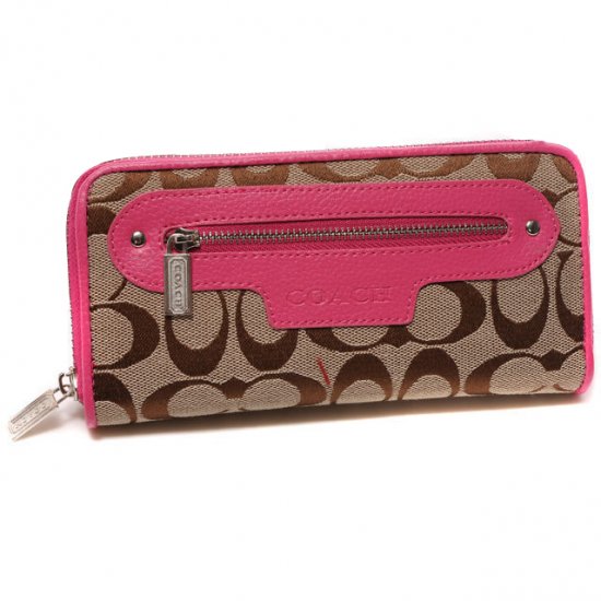 Coach Zip In Monogram Large Pink Wallets DUM - Click Image to Close